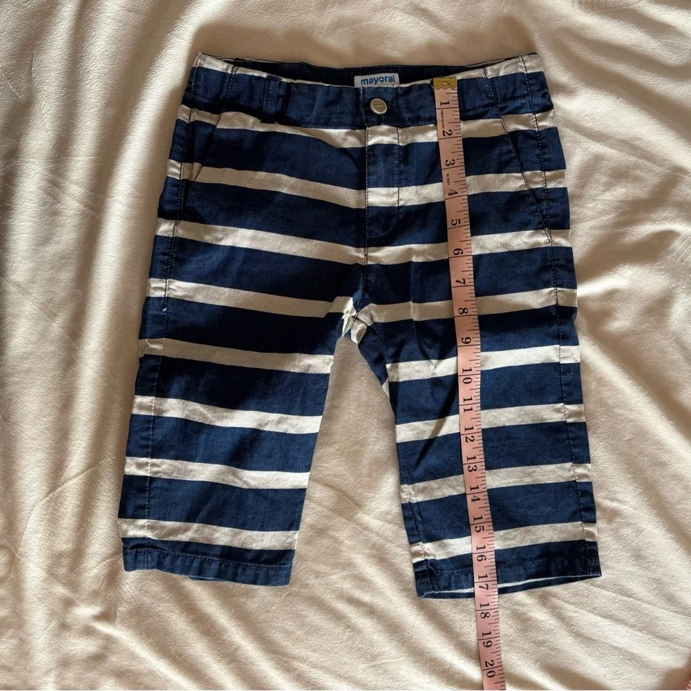 Mayoral Kids Shorts in Navy and Cream Stripes